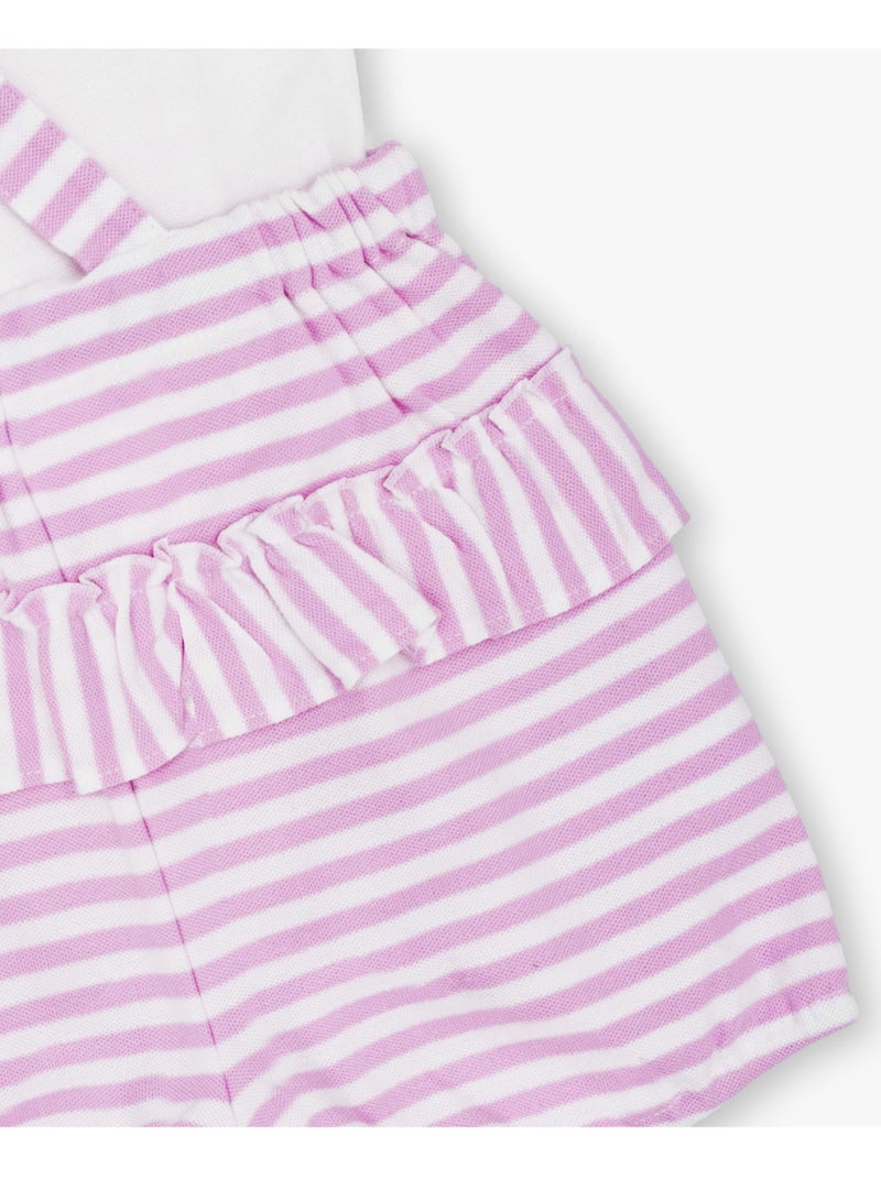MOON 100% Cotton Collar Top and Dungaree 18-24 M Pink - Pink Stripes - Image 3