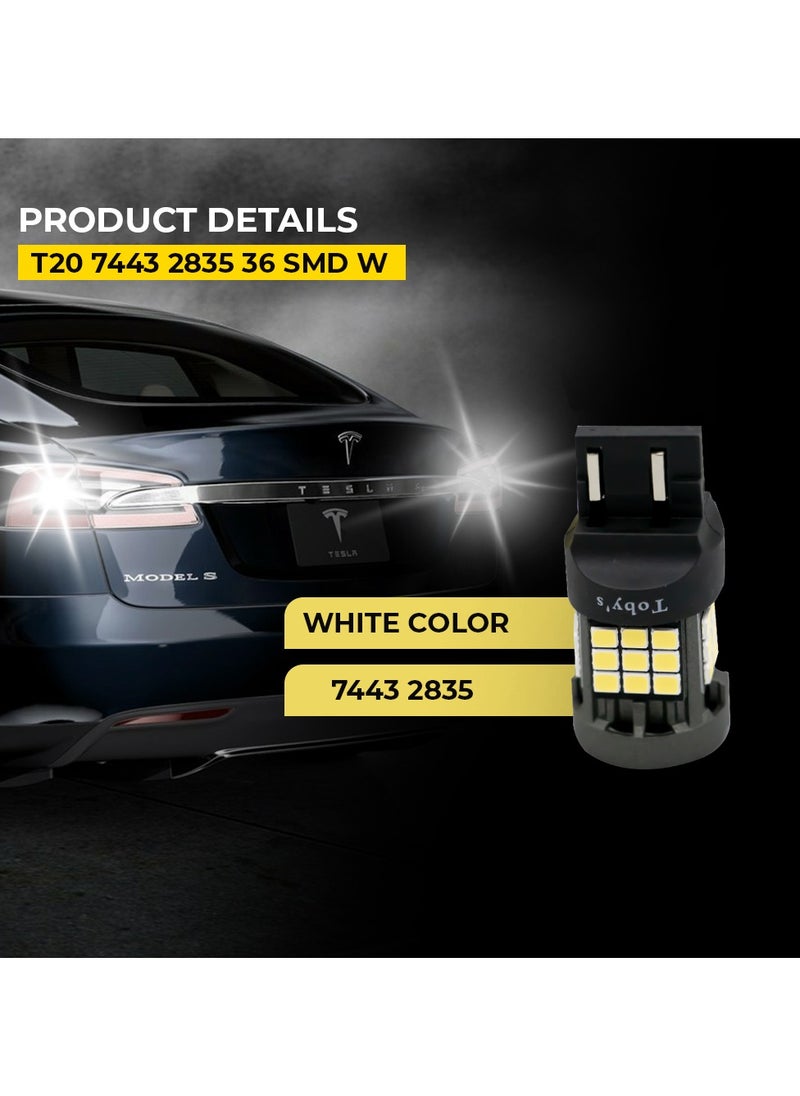 Toby's Tobys Super Bright Power T20 7443 36SMD LED Bulbs with 2835 Chip replacement for Back Up Reverse Brake Lights (White)  - Image 4