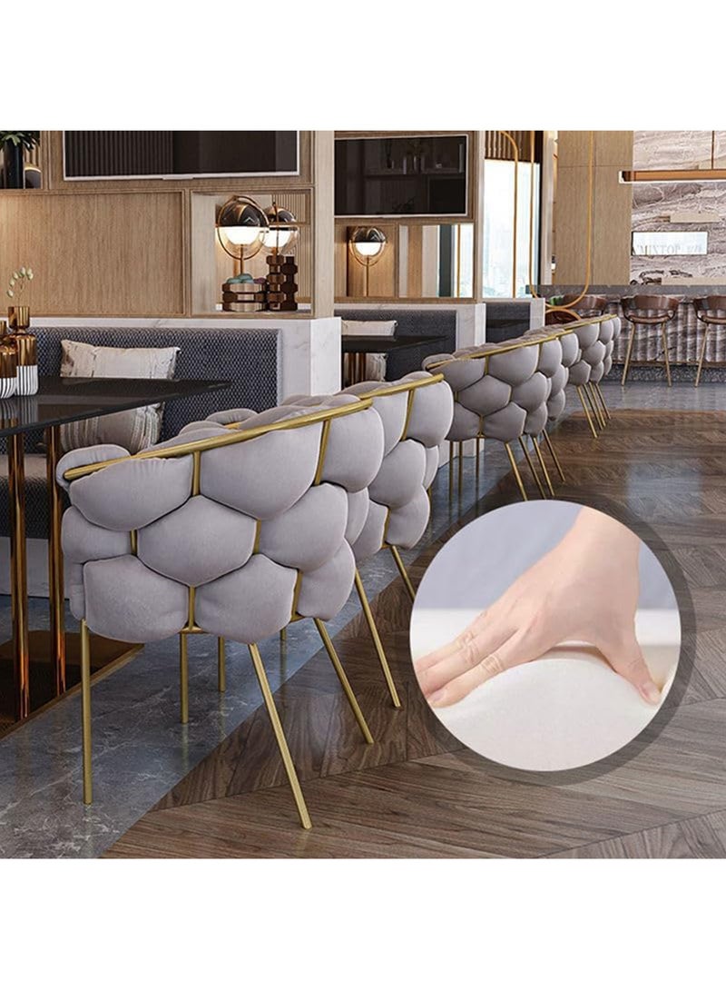 Makeup Vanity Chairs Stool with Backrest, Modern Dining Chairs with Gold Metal Legs Elegant Tufted Back Vanity Chair - Image 3