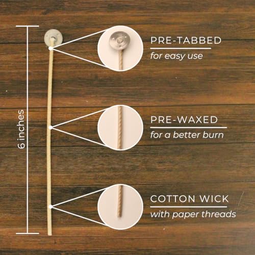 Direct Candle Supply Candle Wicks for Candle Making | 6 inch Stabilo CD 18 Wicks | 100pcs of Cotton Wicks for Candles and Candle Making Supplies, White - Image 2