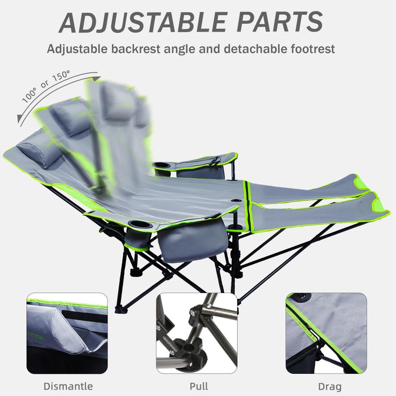 RODANNY Double Camping Chair,Adjustable Two Person Adjustable Backrest Reclining chairs with Foot Rest,Oversized Folding Camping Loveseat,Office,Beach,Lawn,Headrests,Cooler Bag,Cup Holder,Support 600lbs - Image 5