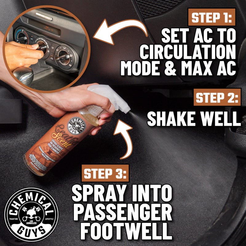 Chemical Guys AIR_102_04 Leather Scent Premium Air Freshener and Odor Eliminator, Long-Lasting, Just Like New Scent for Cars, Trucks, SUVs, RVs & More, 4 fl oz - Image 2