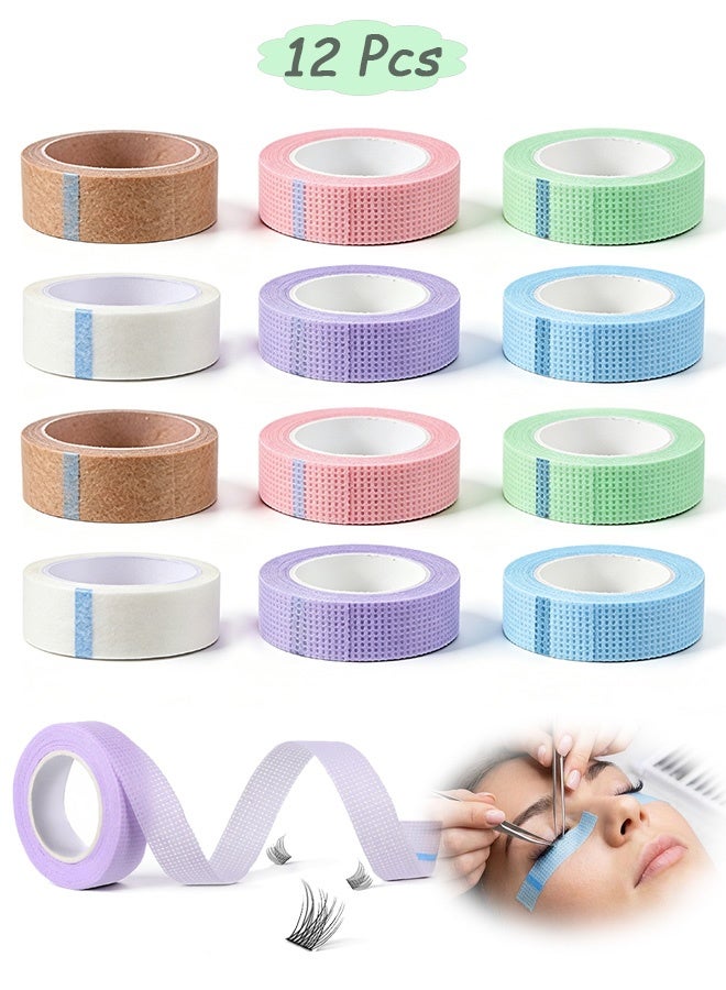 MXN 12 Rolls Adhesive Fabric Lash Tape for Eyelash Extensions - Breathable Micropore Fabric Under Eye Tape Eyelash Extension Tape Lash Extensions Supplies for Makeup - Image 1