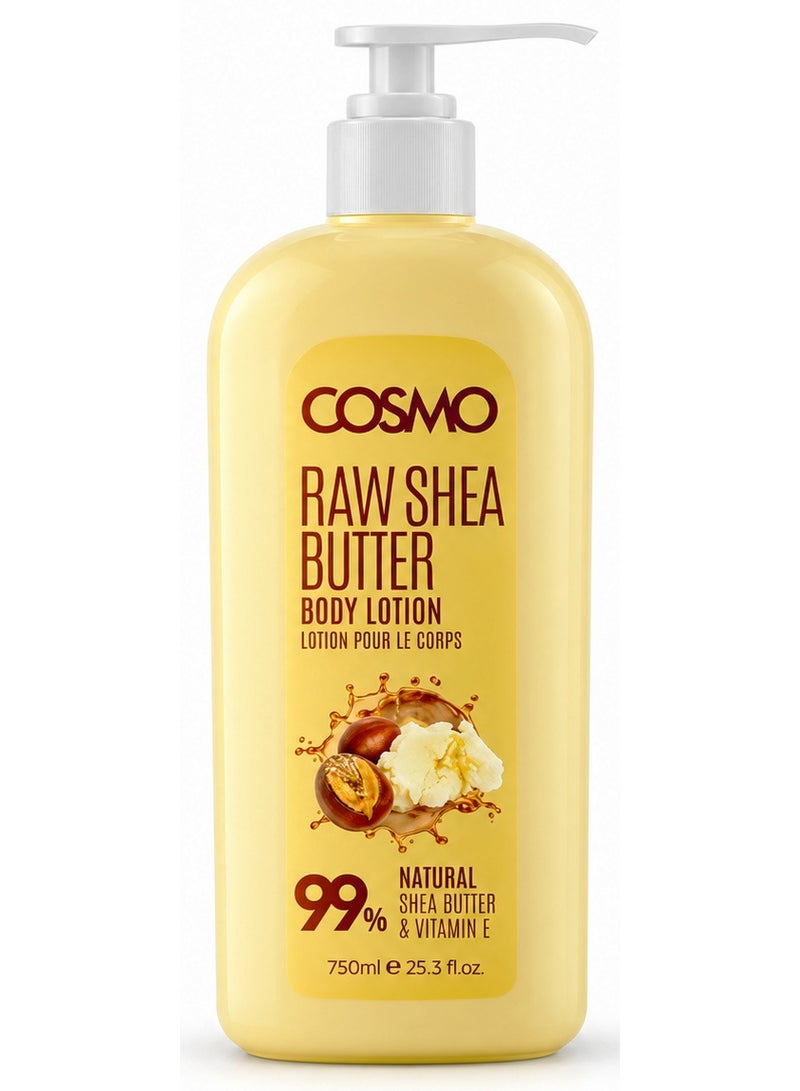 COSMO Raw Shea Butter  Body Lotion Natural Shea Butter And Vitamin E 750 Ml - Image 1