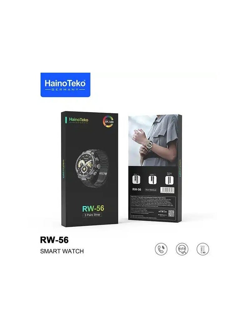 Haino Teko RW-56 Smart Watch Compatible with Android and iOS Devices AMOLED Circular Screen Black Color Supports Sports Activity - Image 3