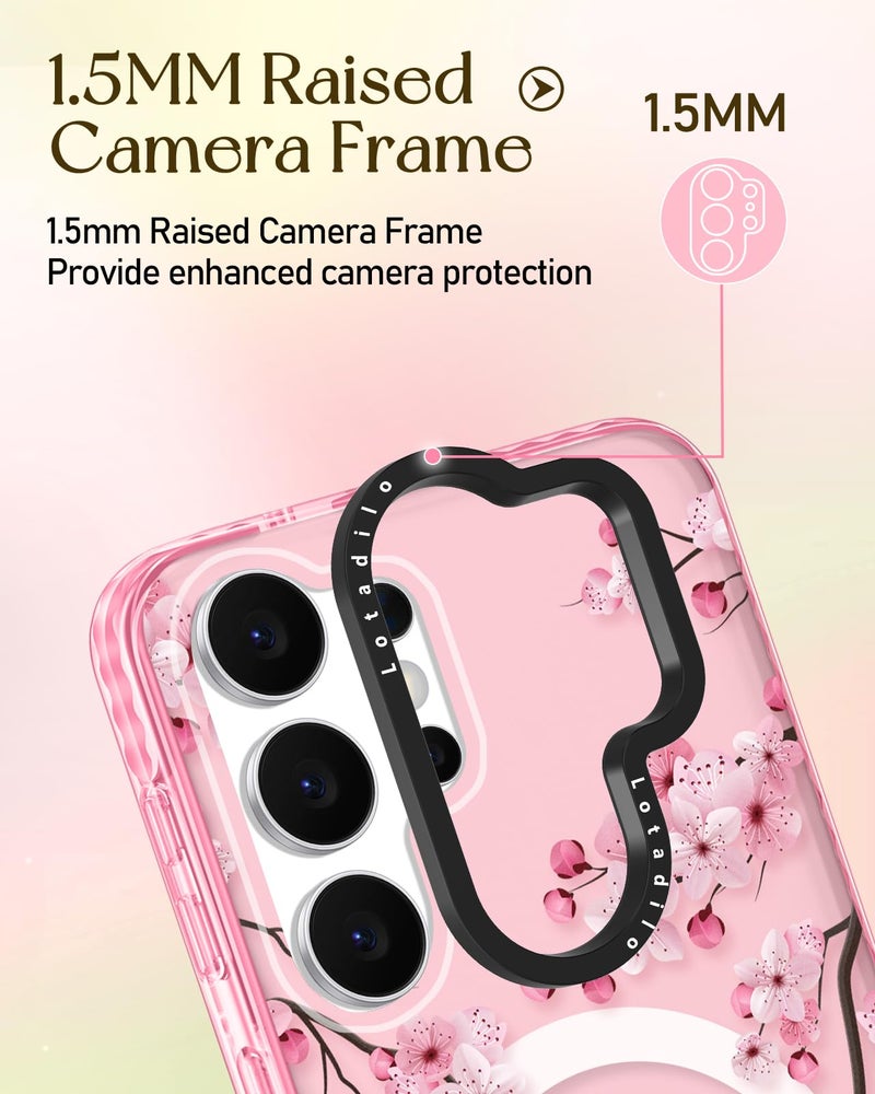 Lotadilo Cute Case for Samsung Galaxy S26 Ultra for Women Girls - Funny Peach Blossom Design Compatible with Magsafe Magnetic Ring Holder Kickstand Fashion TPU Phone Covers - Image 3