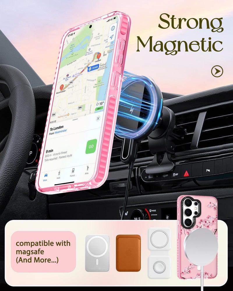 Lotadilo Cute Case for Samsung Galaxy S26 Ultra for Women Girls - Funny Peach Blossom Design Compatible with Magsafe Magnetic Ring Holder Kickstand Fashion TPU Phone Covers - Image 5