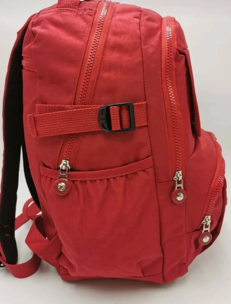 دومينو Fcstore Crinkle Fabric Water Resistant Large Size Red Clinker Backpack Laptop Daily School Bag