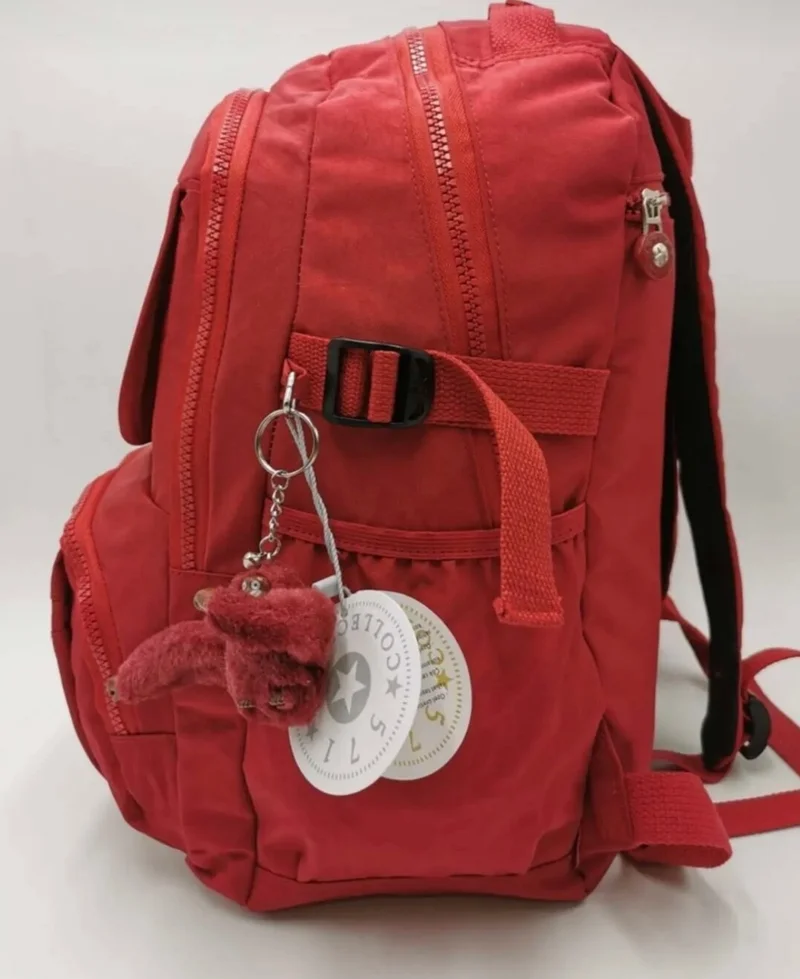 دومينو Fcstore Crinkle Fabric Water Resistant Large Size Red Clinker Backpack Laptop Daily School Bag