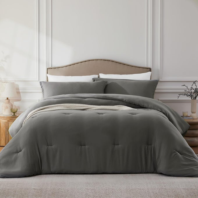 FULL COMFORTER SETS GREY3PCS SOFT LIGHTWEIGHT BREATHABLE BEDDING COMFORTER SETS FOR ALL SEASON FULL SIZE8286 COMFORTER 2 PILLOWCASES