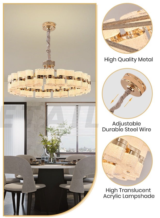 YATAI LIGHTING odern LED Crystal Chandelier - Gold Dining Room Chandelier over Shape with Remote Control, Three Color Dimming, Round  Shape, 120W, 39.3" x 16.5" x 11", 10-100% Dimmable, 3000K-6000K  - Image 4