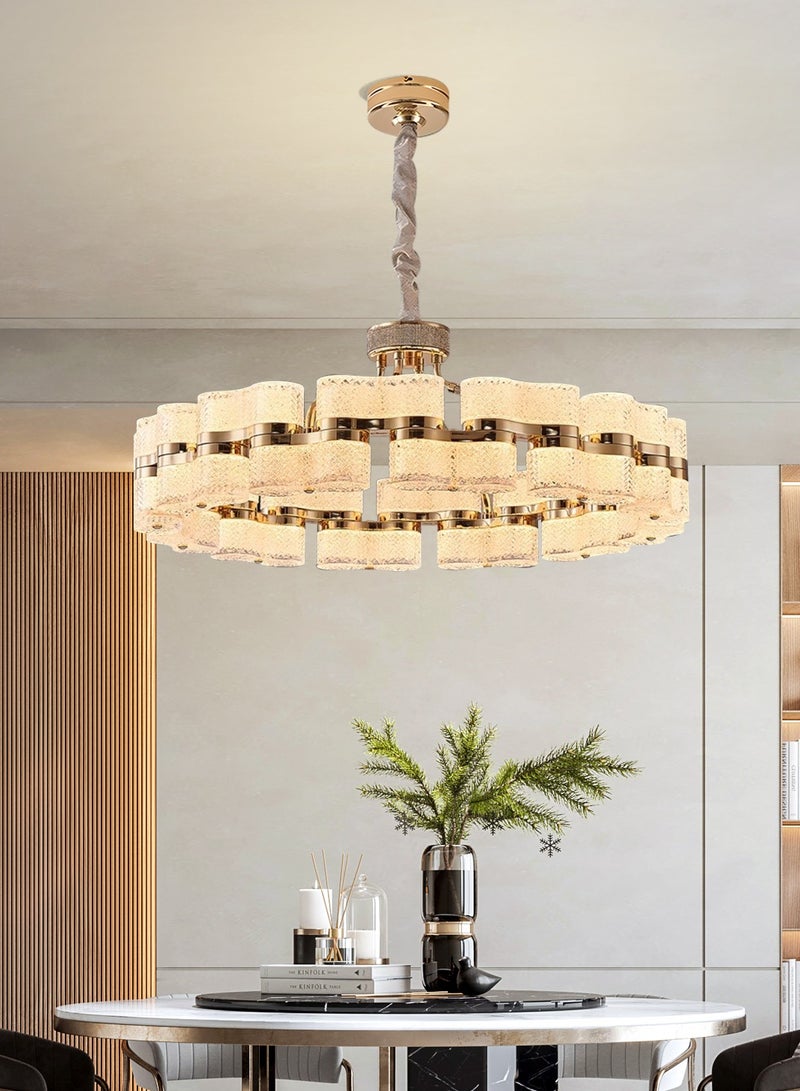 YATAI LIGHTING odern LED Crystal Chandelier - Gold Dining Room Chandelier over Shape with Remote Control, Three Color Dimming, Round  Shape, 120W, 39.3" x 16.5" x 11", 10-100% Dimmable, 3000K-6000K  - Image 5