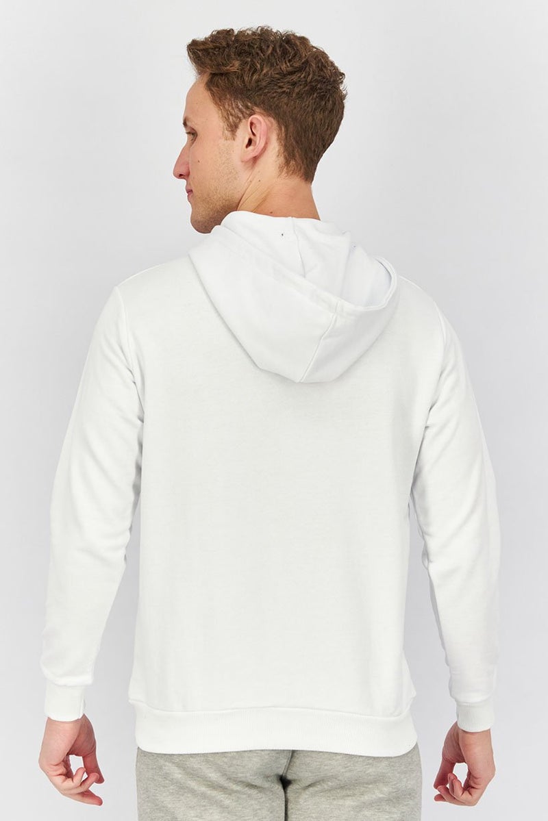 Baldinini Men Brand Logo Drawstring Hooded Sweatshirt, White and Green - Image 2