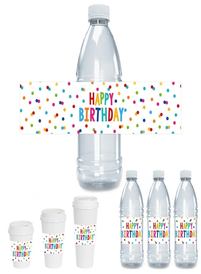 JarThenaAMCS 50Pcs Happy Birthday Party Water Bottle Labels Colorful Polka Dot Waterproof Bottle Wrapper Sticker Decals for Birthday Celebration Party Supplies, 10 Sheets - Image 1