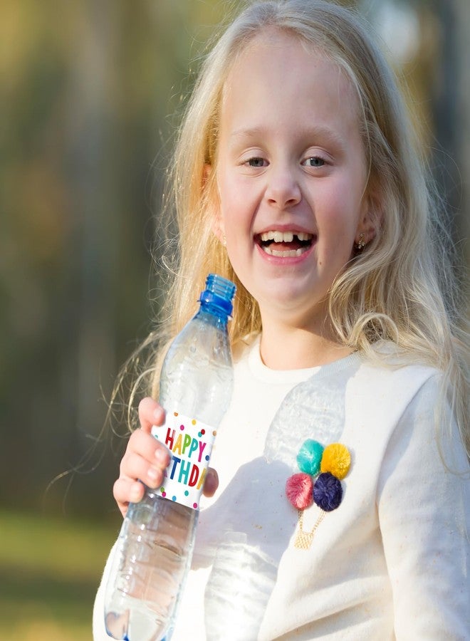 JarThenaAMCS 50Pcs Happy Birthday Party Water Bottle Labels Colorful Polka Dot Waterproof Bottle Wrapper Sticker Decals for Birthday Celebration Party Supplies, 10 Sheets - Image 4