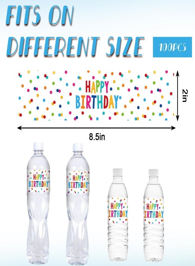 JarThenaAMCS 50Pcs Happy Birthday Party Water Bottle Labels Colorful Polka Dot Waterproof Bottle Wrapper Sticker Decals for Birthday Celebration Party Supplies, 10 Sheets - Image 2