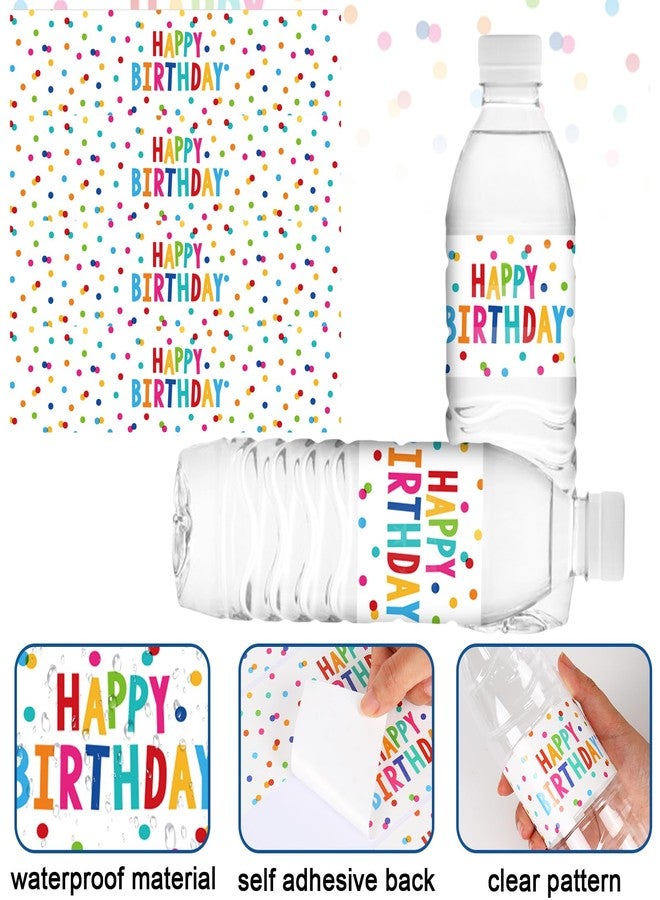 JarThenaAMCS 50Pcs Happy Birthday Party Water Bottle Labels Colorful Polka Dot Waterproof Bottle Wrapper Sticker Decals for Birthday Celebration Party Supplies, 10 Sheets - Image 3