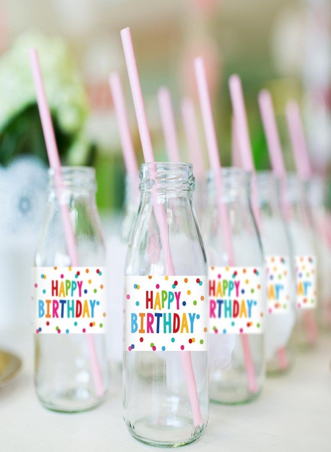 JarThenaAMCS 50Pcs Happy Birthday Party Water Bottle Labels Colorful Polka Dot Waterproof Bottle Wrapper Sticker Decals for Birthday Celebration Party Supplies, 10 Sheets - Image 5