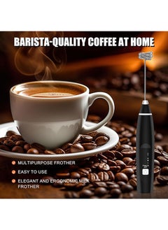Arabest Milk Frother, USB Rechargeable Coffee Frother Electric Whisk Electric Foam Maker, 3-Speed Adjustable Milk Frother with Two Stainless Steel Whisks, For Lattes, Frappe, Matcha, Hot Chocolate (Black)  - Image 4
