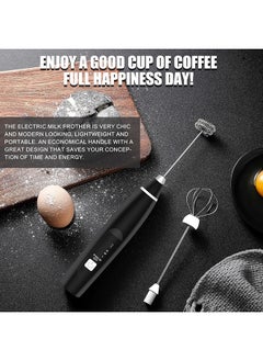 Arabest Milk Frother, USB Rechargeable Coffee Frother Electric Whisk Electric Foam Maker, 3-Speed Adjustable Milk Frother with Two Stainless Steel Whisks, For Lattes, Frappe, Matcha, Hot Chocolate (Black)  - Image 5