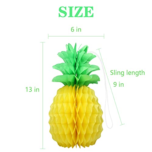 LYART 9 Pcs 14 Inch Pineapple Decorations for Tropical Flamingo Party Summer Hawaiian Luau Party Pineapple Honeycomb Tissue Centerpieces for tables Hanging Decorations Favors - Image 5