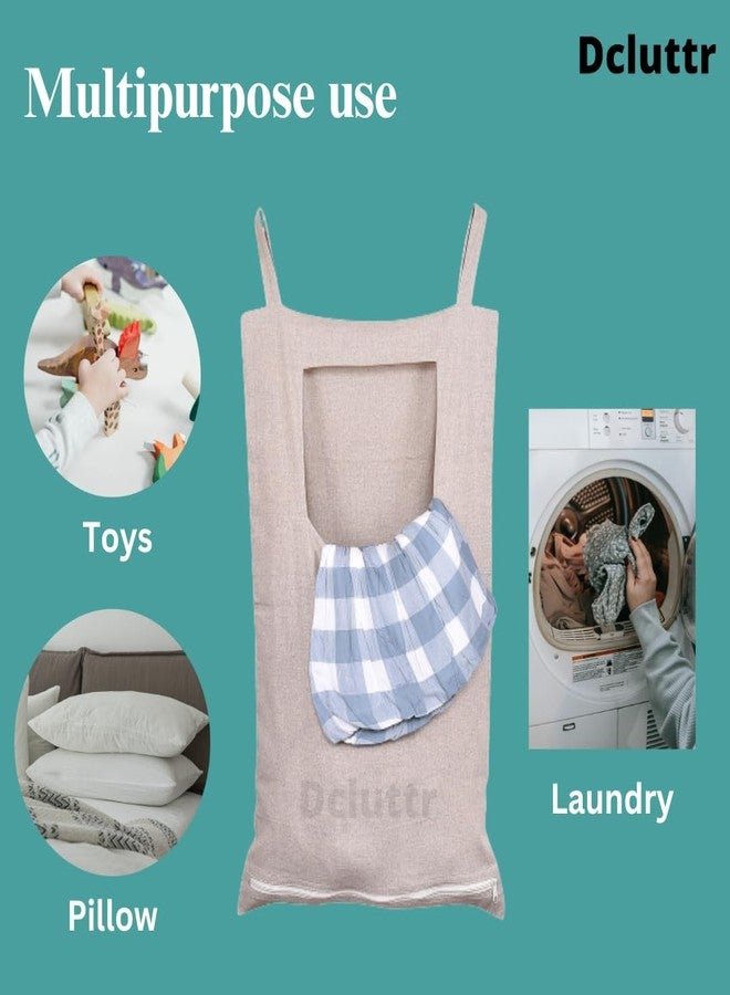 Dcluttr Hanging Laundry Bag for Clothes - Foldable, Washable Zip Design, Durable Fabric - Multifunctional Toy Storage Basket & bathroom storage bathroom storage organizer. (Pack of 1) - Image 5