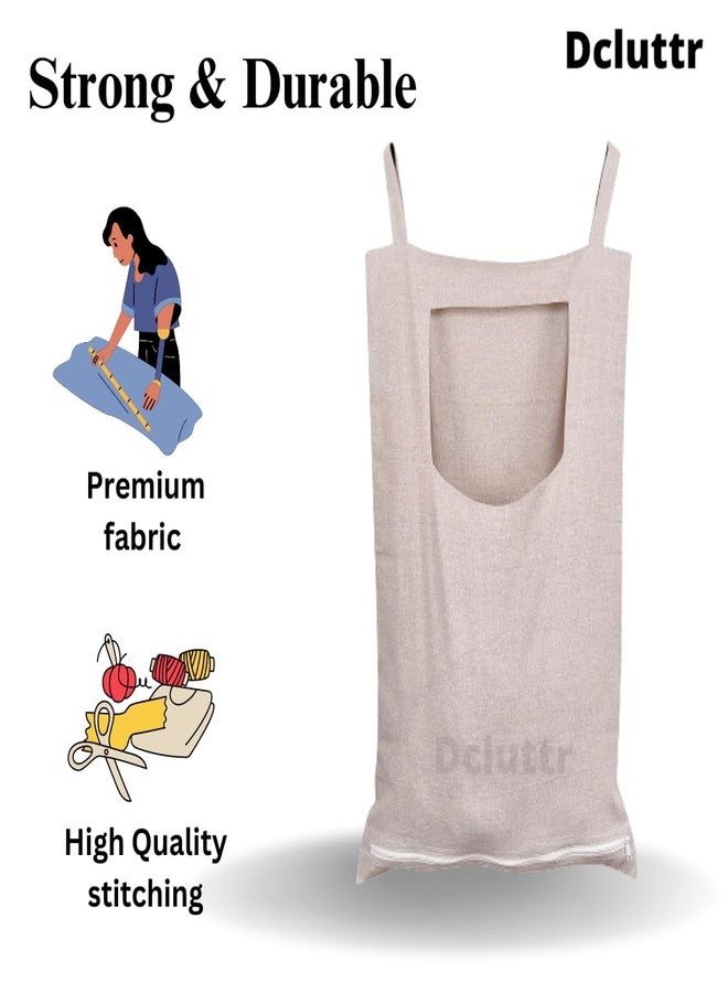 Dcluttr Hanging Laundry Bag for Clothes - Foldable, Washable Zip Design, Durable Fabric - Multifunctional Toy Storage Basket & bathroom storage bathroom storage organizer. (Pack of 1) - Image 3