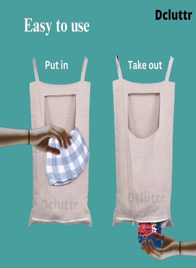 Dcluttr Hanging Laundry Bag for Clothes - Foldable, Washable Zip Design, Durable Fabric - Multifunctional Toy Storage Basket & bathroom storage bathroom storage organizer. (Pack of 1) - Image 4