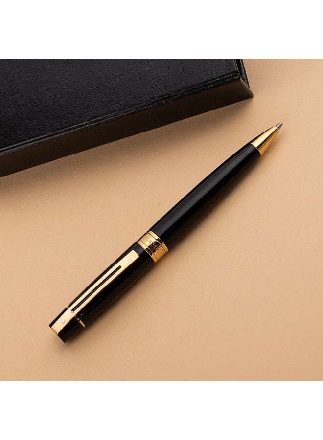 SHEAFFER شيفر 300 أسود مع حواف ذهبية قلم حبر جاف (9325-2) - Image 2