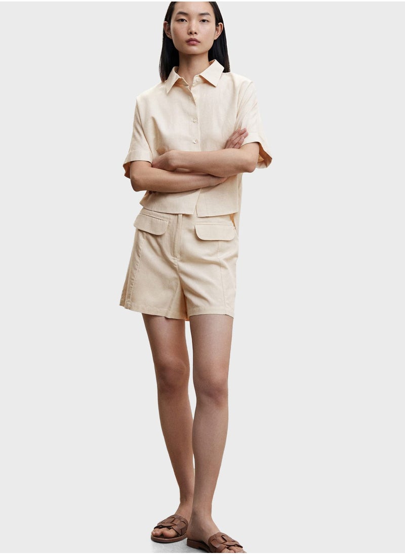 MANGO - High Waist Mini Shorts - Image 1
