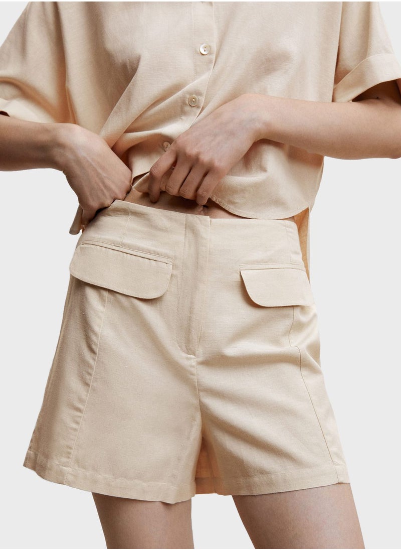 MANGO - High Waist Mini Shorts - Image 1