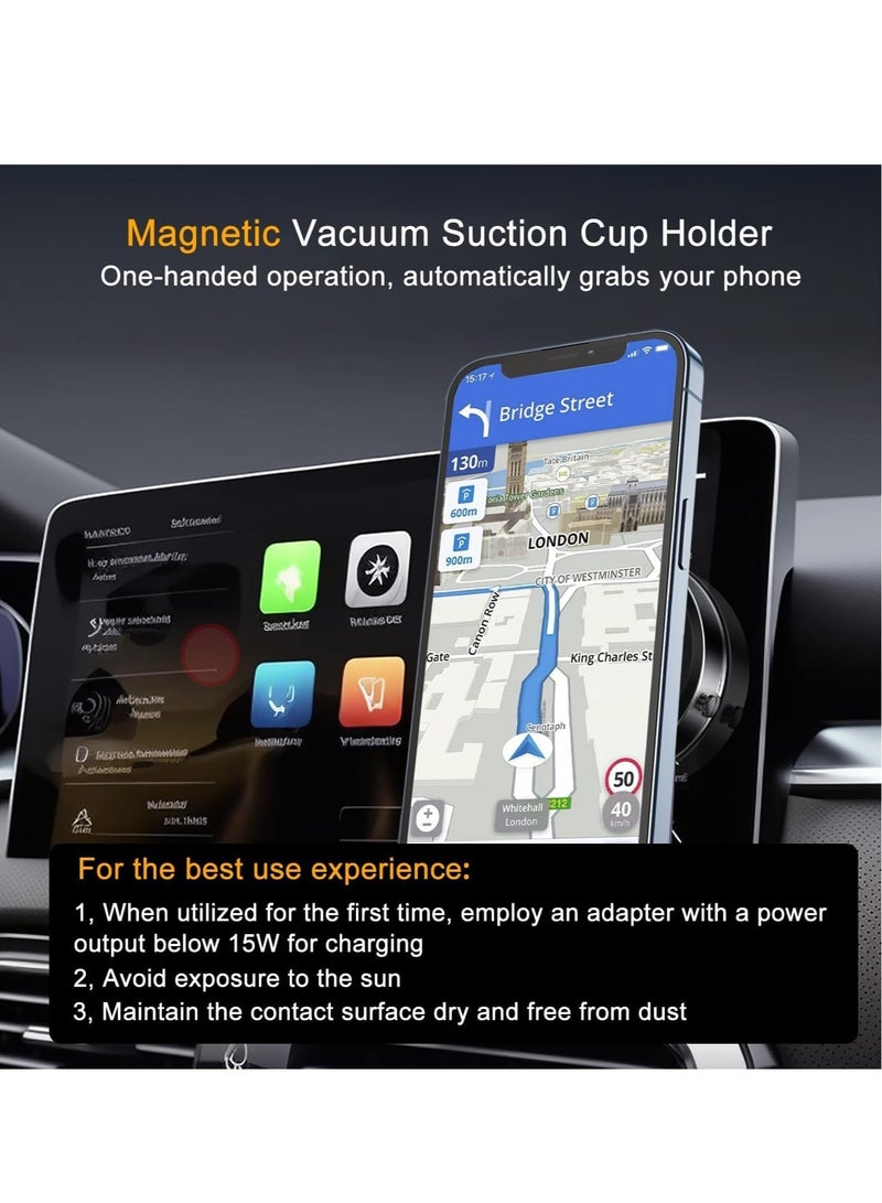 Electric Vacuum Magnetic Suction Phone Mount – Hands-Free Shower Holder, Magnetic Cell Phone Stand for Car, Gym, Mirror, & Smooth Surfaces (Compatible with MagSafe iPhone & Android) - Image 2