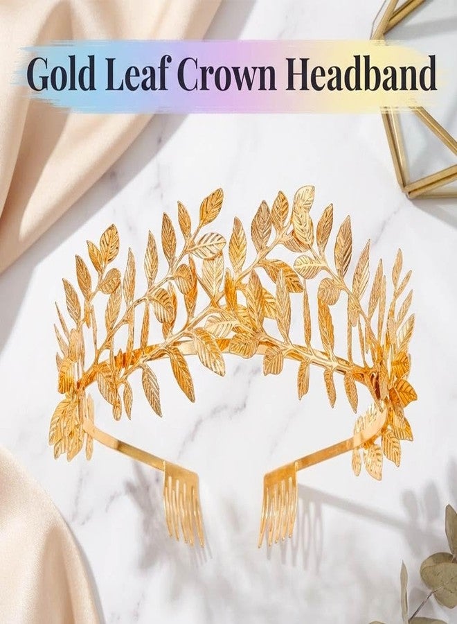 Brishow Gold Leaf Crown Headband Greek Goddess Tiara Laurel Headpiece for Women - Image 2