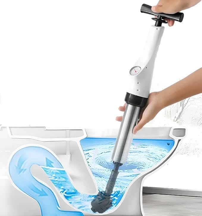 Vroxy HighPressure Air Toilet Plunger Drain Unclogged Drain Cleaner Hair Clog Remover Air Blaster Drain Clog Remover Stainless Steel Toilet Dredge Tool 1Pcs - Image 1