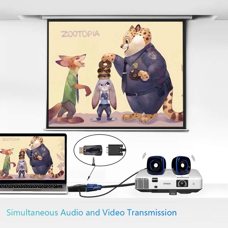 Tobo Tobo HDMI Male to VGA Female Adapter with 3.5mm Audio Jack Cable Compatible with Monitor/Laptop/Computer/PC/Projector/HDTV/Chromebook/Xbox and MoreTD-508H. - Image 4