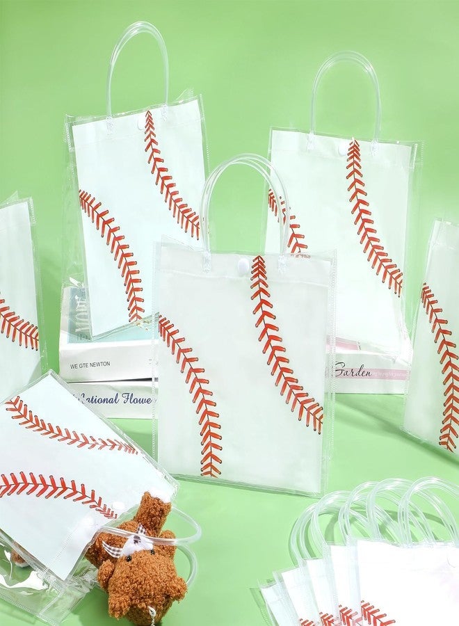Lonfliness 24Pcs Baseball Clear PVC Gift Party Bags with Handles Bulk Sport Goodie Treat Candy Bags Baseball Present Bags for Boys Birthday Party Favor Baby Shower Decorations Supplies 8 x 8 x 3in - Image 4