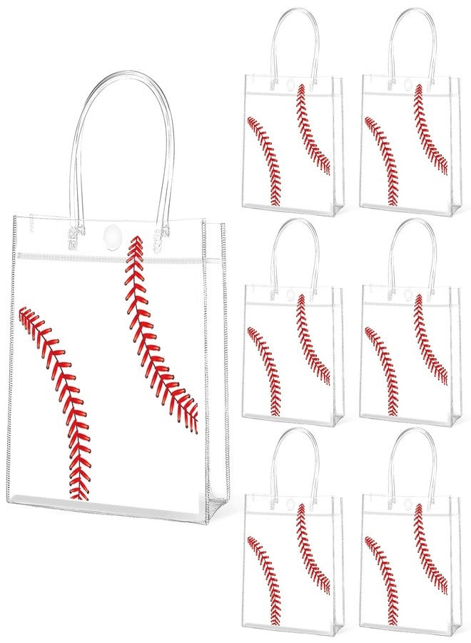 Lonfliness 24Pcs Baseball Clear PVC Gift Party Bags with Handles Bulk Sport Goodie Treat Candy Bags Baseball Present Bags for Boys Birthday Party Favor Baby Shower Decorations Supplies 8 x 8 x 3in - Image 1