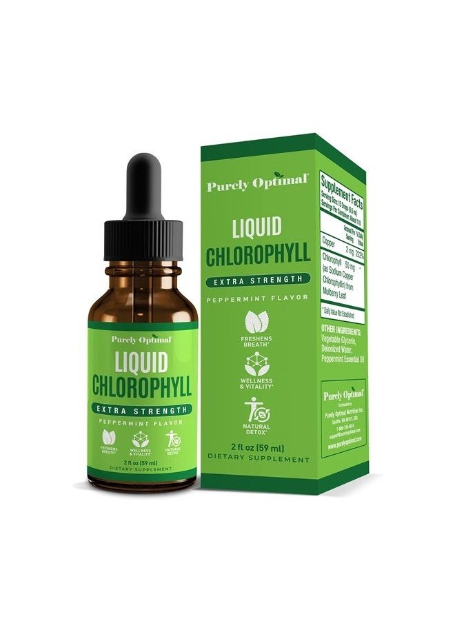 Purely Optimal - Premium Chlorophyll Liquid Drops - 100% Natural & Gluten Free Liquid Chlorophyll - Immune Support, Internal Deodorant, Body Detox, Energy Booster, Altitude Sickness - Non GMO, 118 servings - Image 1