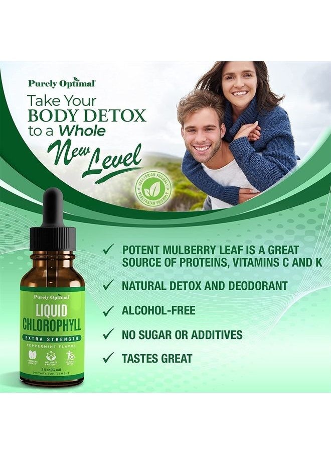 Purely Optimal - Premium Chlorophyll Liquid Drops - 100% Natural & Gluten Free Liquid Chlorophyll - Immune Support, Internal Deodorant, Body Detox, Energy Booster, Altitude Sickness - Non GMO, 118 servings - Image 1