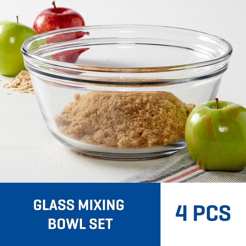 Anchor Hocking 4 Piece Glass Mixing Bowls Set  Durable Microwave Oven and Dishwasher Safe  Perfect for Prep Mixing Serving and Storage  Made in USA - Image 2