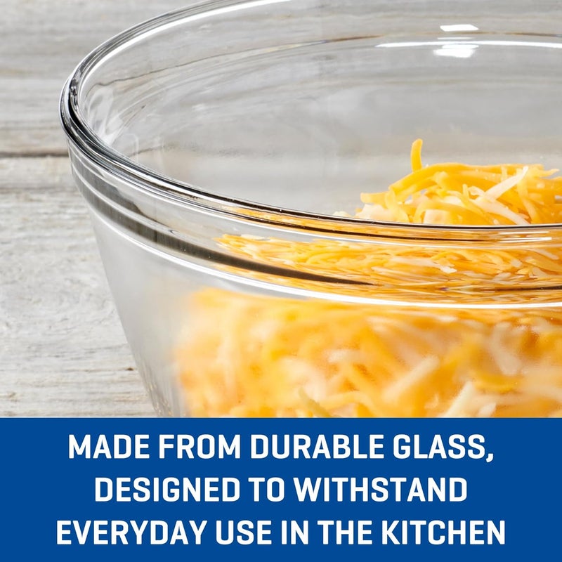 Anchor Hocking 4 Piece Glass Mixing Bowls Set  Durable Microwave Oven and Dishwasher Safe  Perfect for Prep Mixing Serving and Storage  Made in USA - Image 3