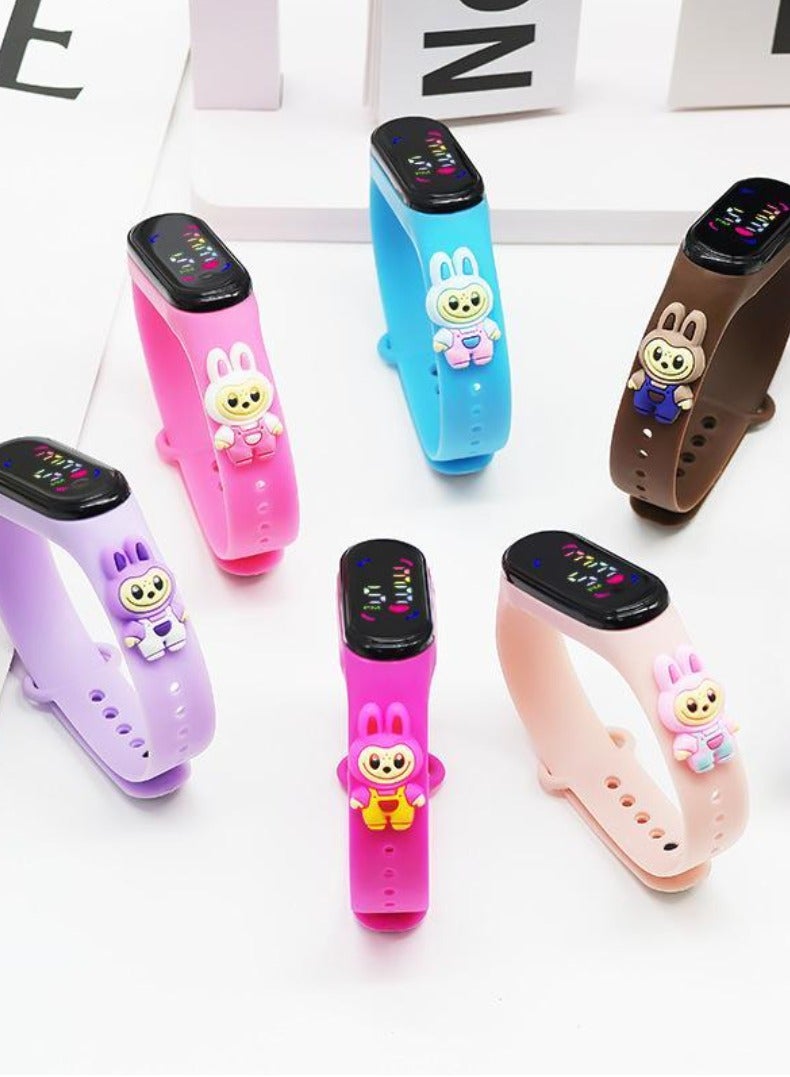 LABUBU 6PCS Kids' Water Resistant Silicone Digital Watch，Labubu Cartoon ...
