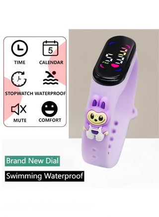 6PCS Kids' Water Resistant Silicone Digital Watch，Labubu Cartoon Watch - view 2
