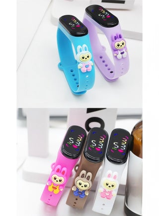 6PCS Kids' Water Resistant Silicone Digital Watch，Labubu Cartoon Watch - view 3