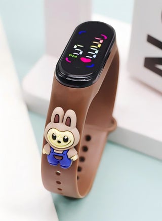 6PCS Kids' Water Resistant Silicone Digital Watch，Labubu Cartoon Watch - view 4