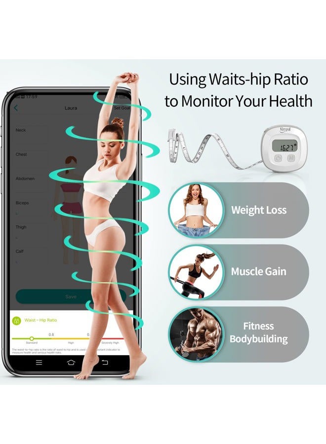 Slimpal Body Fat Measuring Tape and Smart Scale for Body Weight and Fat with APP Digital Bathroom Scale for Weight Loss, Body Composition and Circumference Analyzer - Image 4