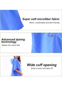 LEOKOR Microfiber Beach Blanket Bath Swim Towel Wetsuit Poncho with Hood Blue  - Image 4