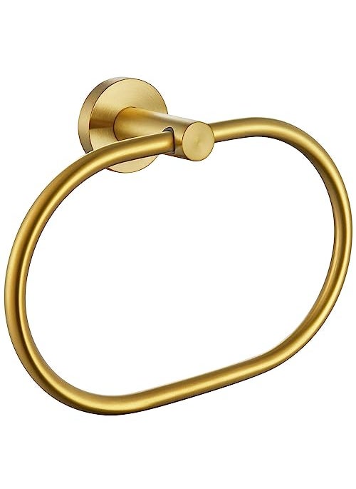 Angle Simple Angle Simple Towel Ring SUS 304 Stainless Steel Swivel Hand Towel Holder Rack for Bathroom Brushed Gold 