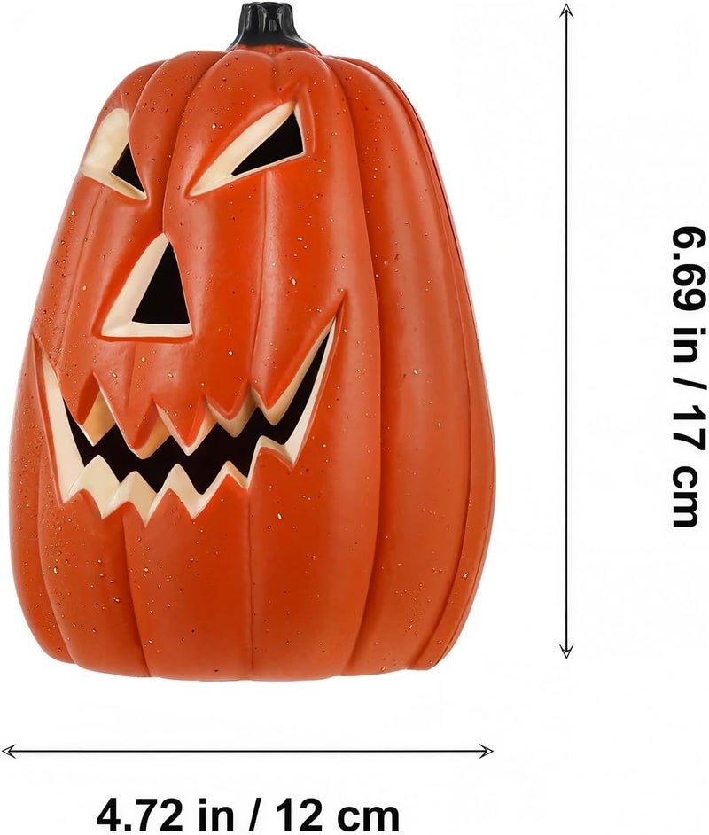 Maelstrom Halloween Pumpkin Lights Jack O Lanterns Vintage Halloween Decorations Classic Plastic Pumpkin Statue Light Up Table Decor for Home Office Haunt House Party Decorations (B) - Image 4