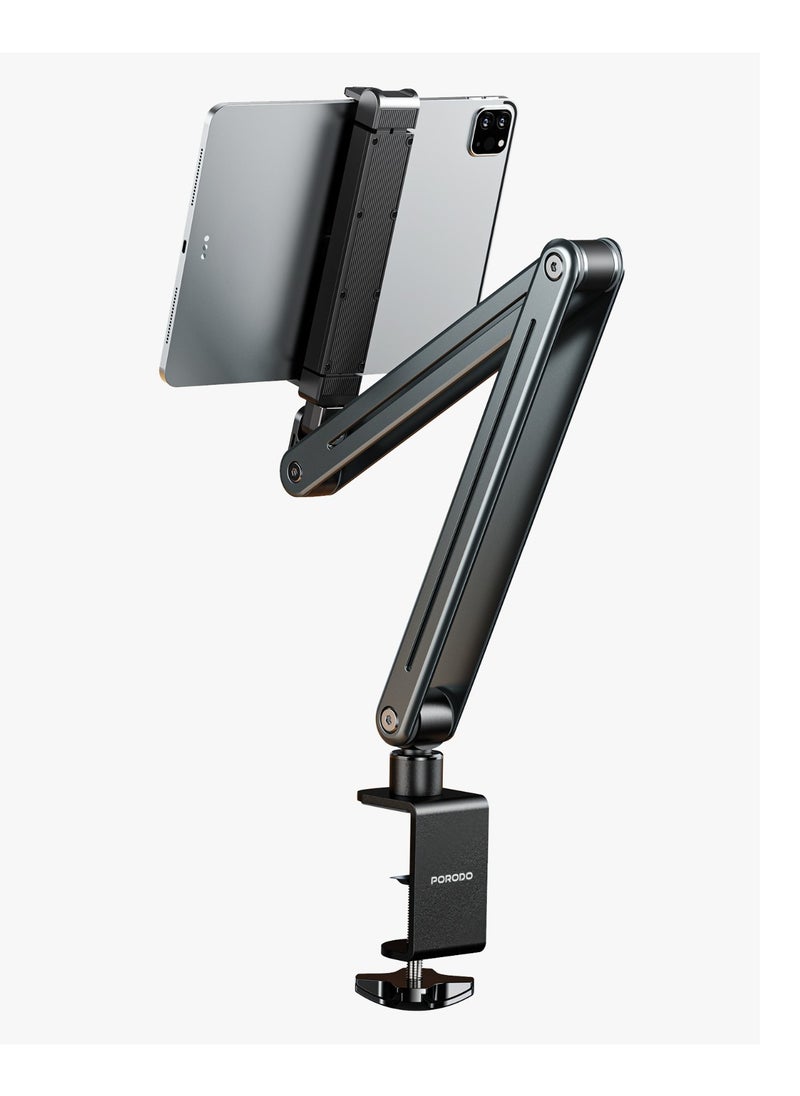 porodo Multi-Joint Phone and Tablet Mount / Desk Mount / Phone Holder / Tablet Holder / Wide Compatibility / Flexible Viewing Angle / Twist & Tilt - Grey  - Image 5